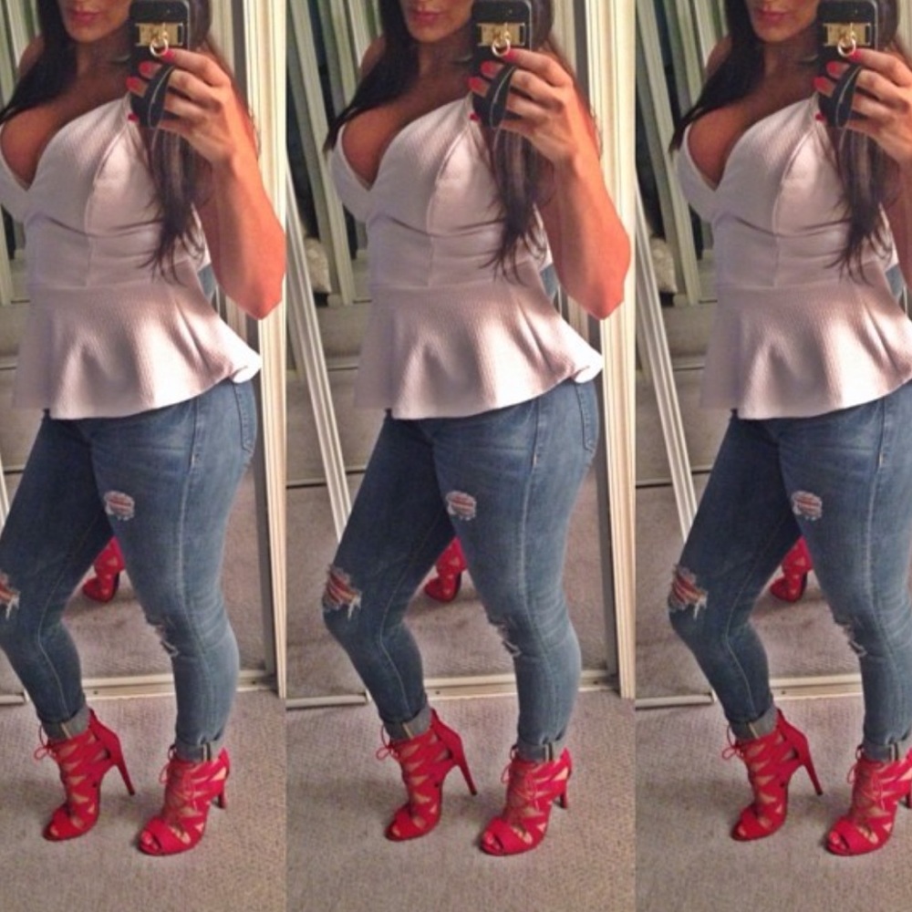 Arden B Spaghetti Strap Peplum Top - Picture 2 of 8